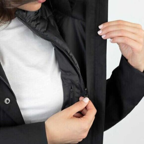 Kirkland Signature Women's Parka Heather Black 3-in-1 Waterproof Windproof - Picture 3 of 6